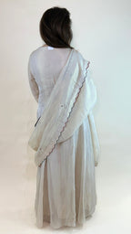 Off White Thread Embroidered One Piece and Dupatta