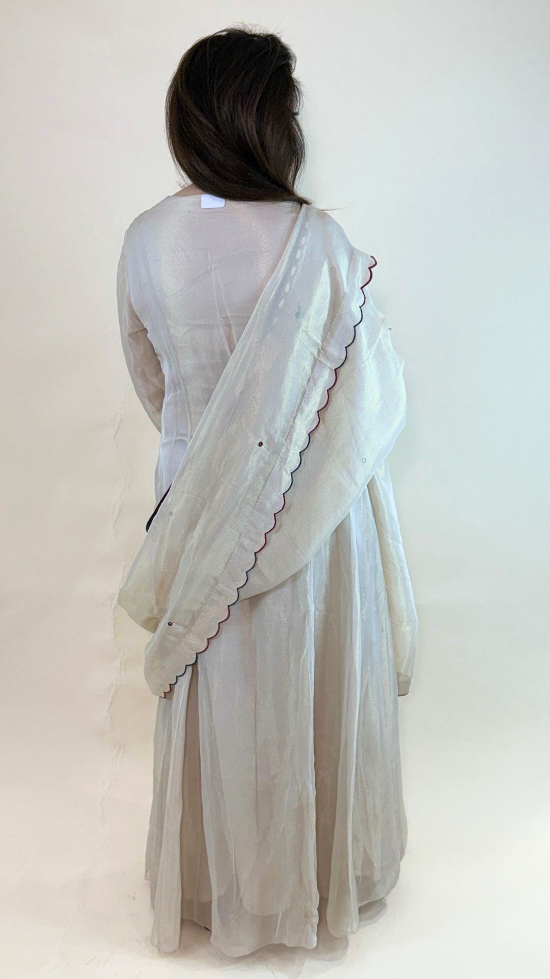 Off White Thread Embroidered One Piece and Dupatta