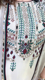 Off White Thread Embroidered Top and Bottom with Cape