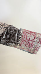 Brown Wrinkled Velvet Embroidered Top with Salwar