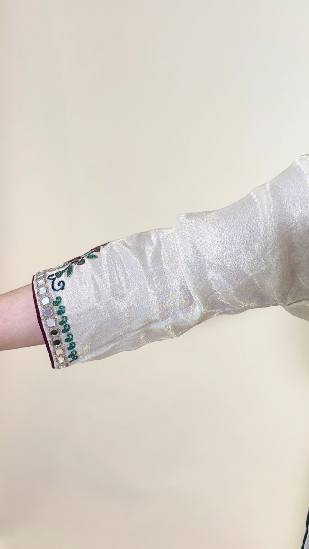 Off White Thread Embroidered Top and Bottom with Cape