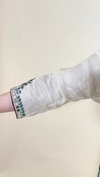 Off White Thread Embroidered Top and Bottom with Cape