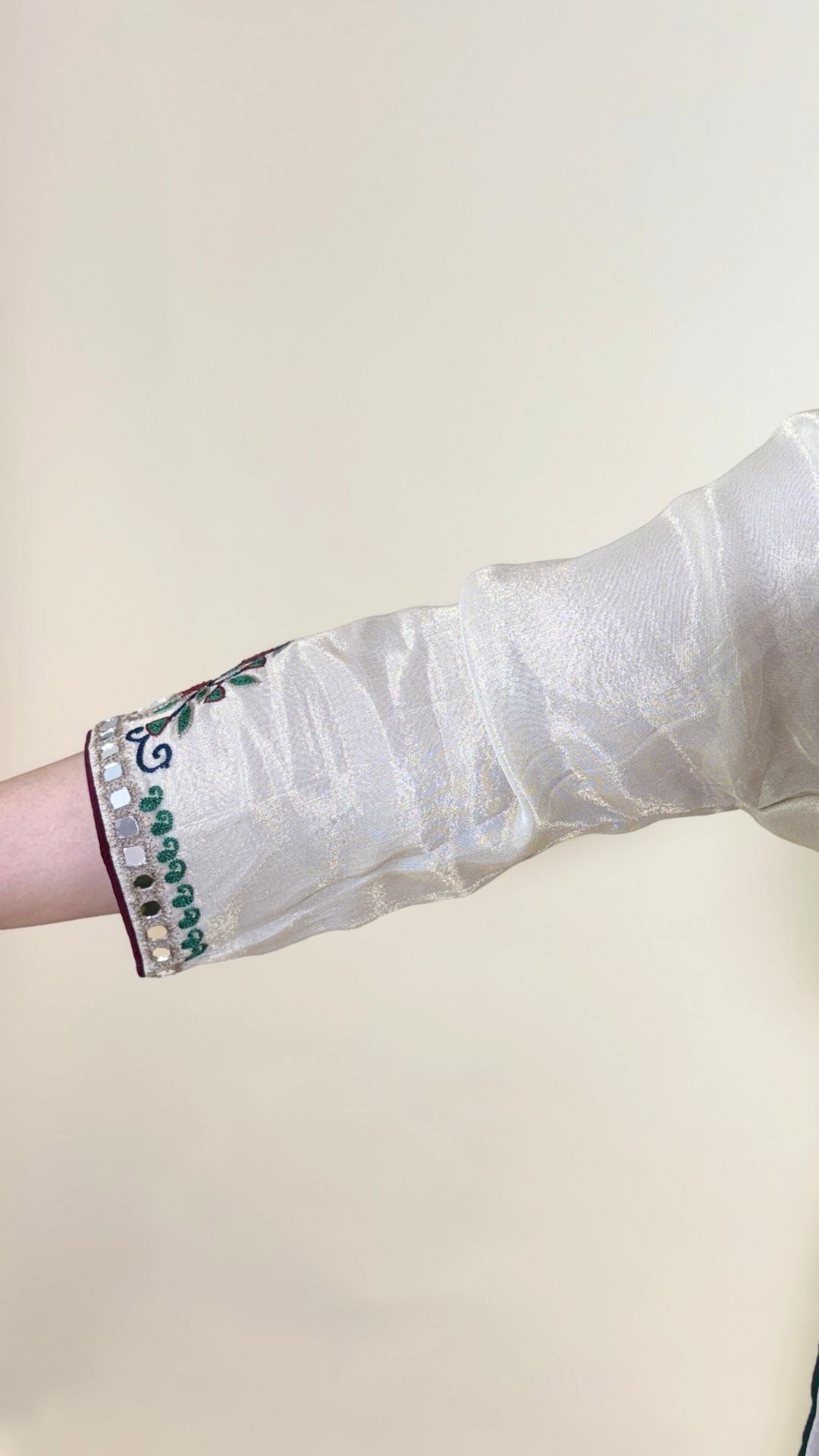 Off White Thread Embroidered Top and Bottom with Cape