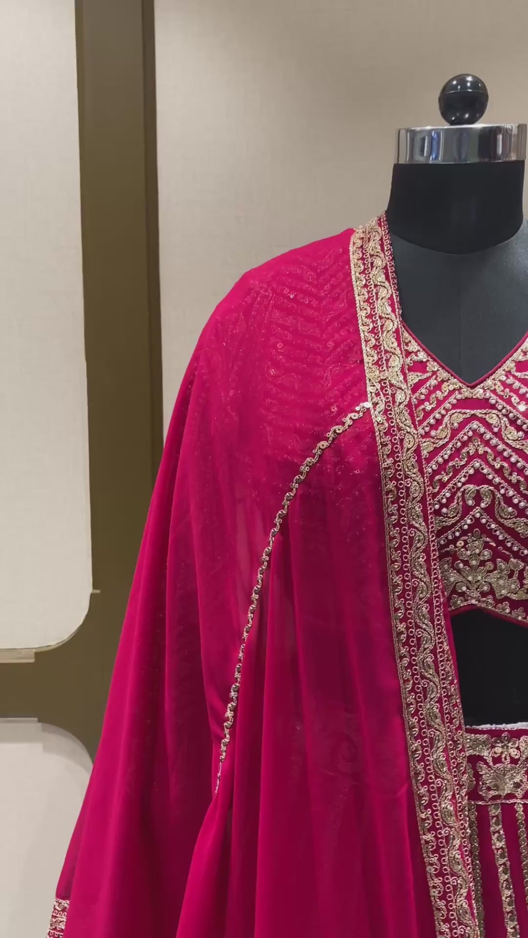 Magenta Georgette Lehenga With Dori & Sequins Work